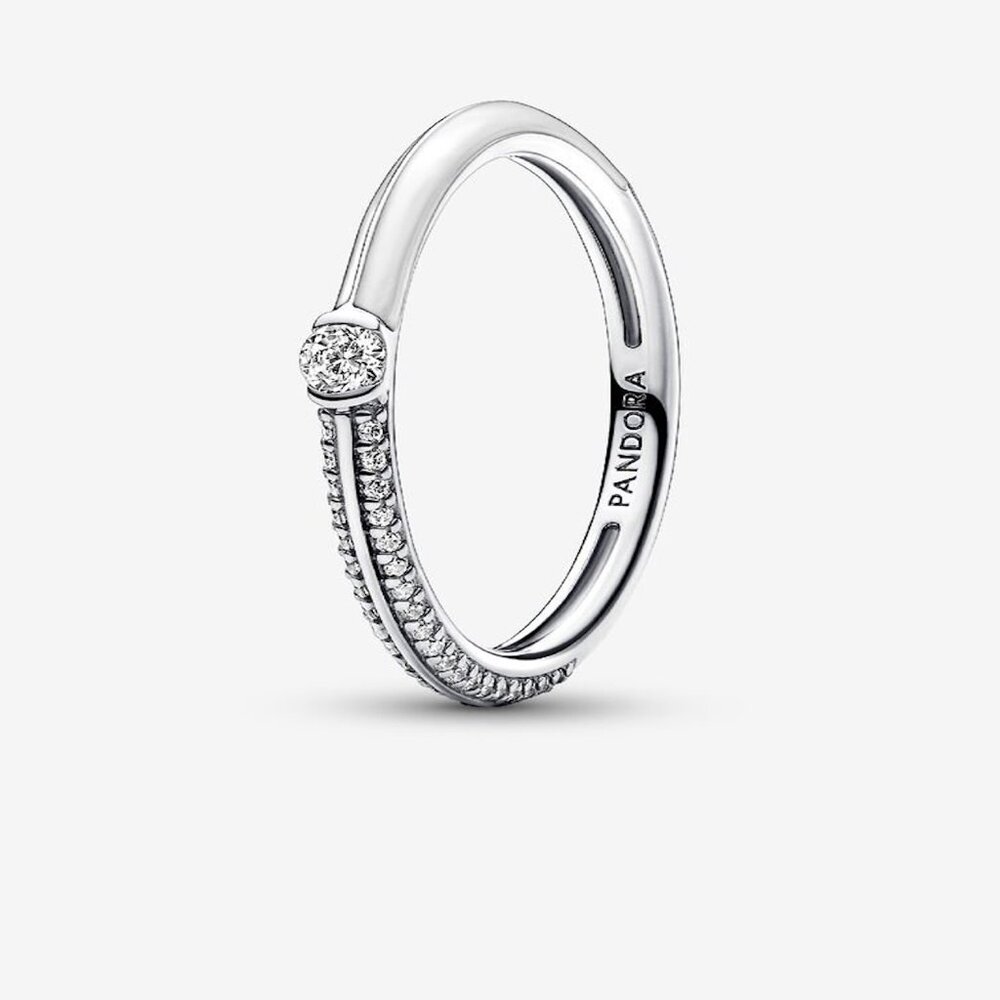 NWOT Pandora ME Pavé & White Dual Ring Sterling silver